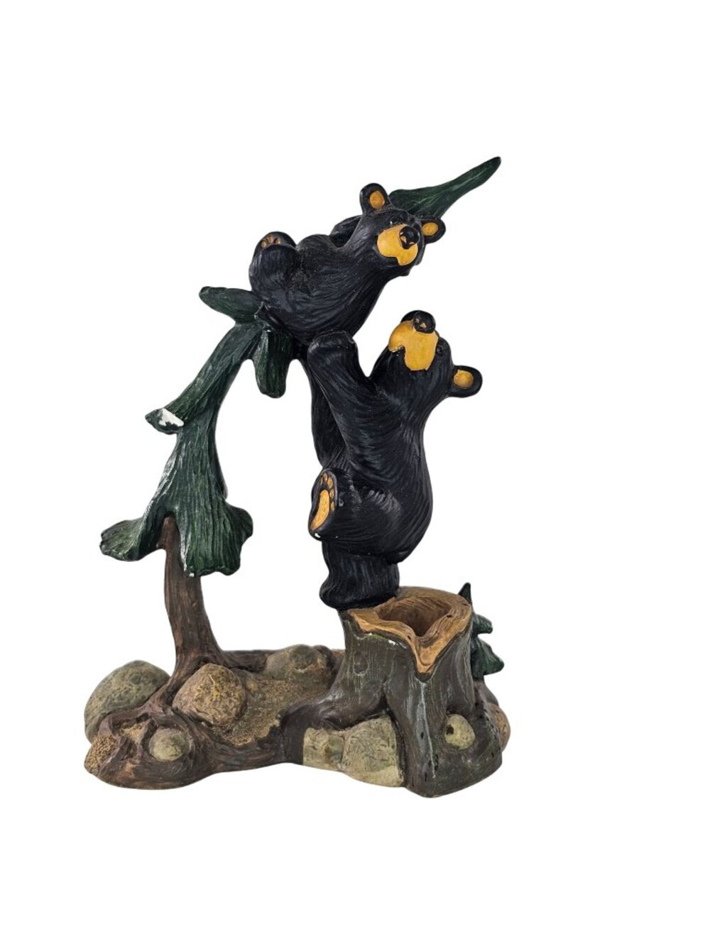 Bearfoots Bears On Tree Figurine By Jeff Fleming Big Sky Carvers 1996-2005 FLAW